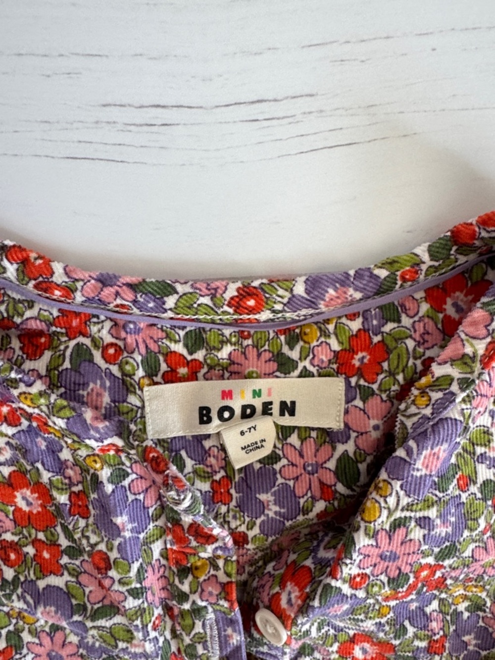 Girls Floral Long-Sleeve Dress in Red & Purple - Picture 3 of 7